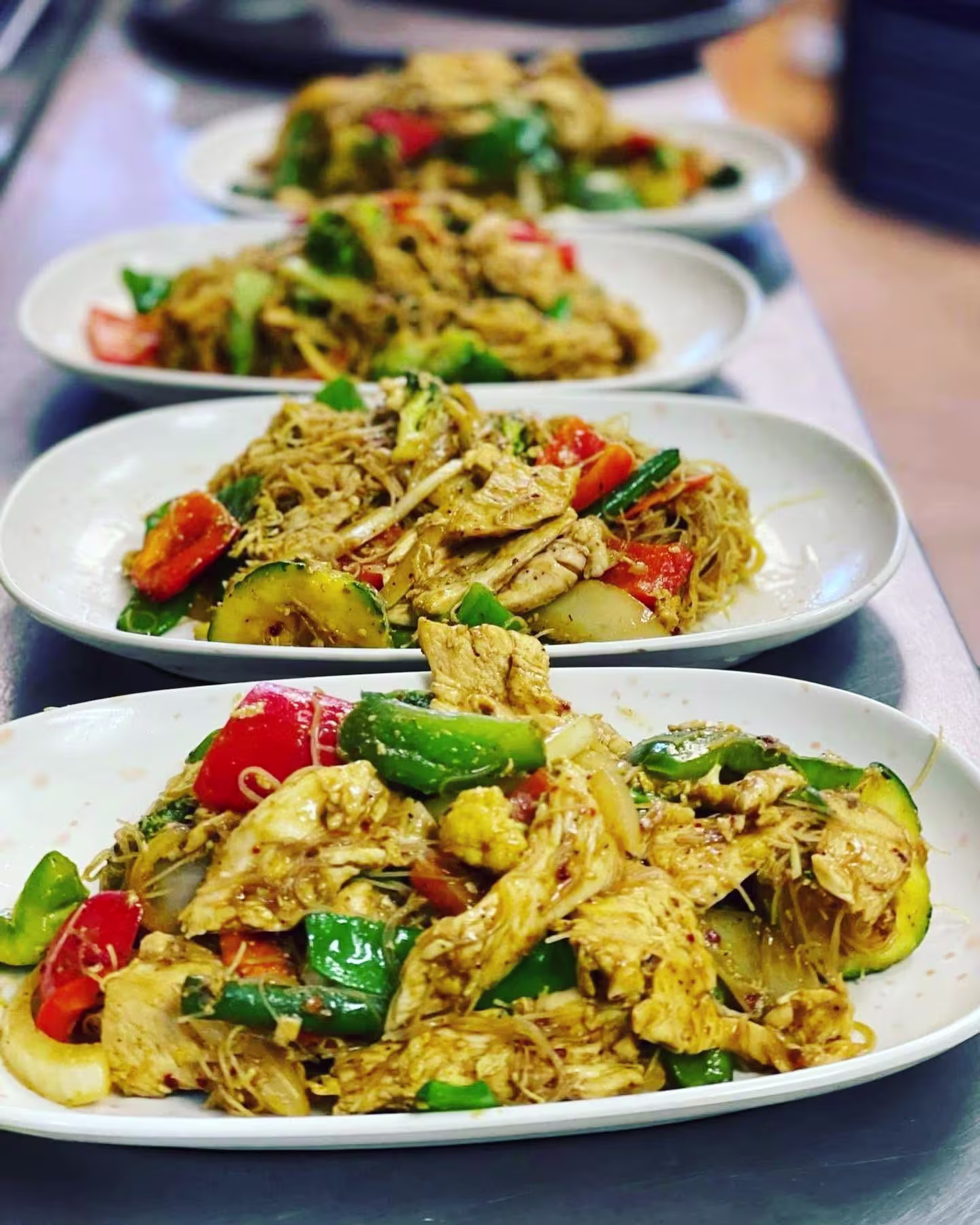Plated Thai stir-fry with vegetables